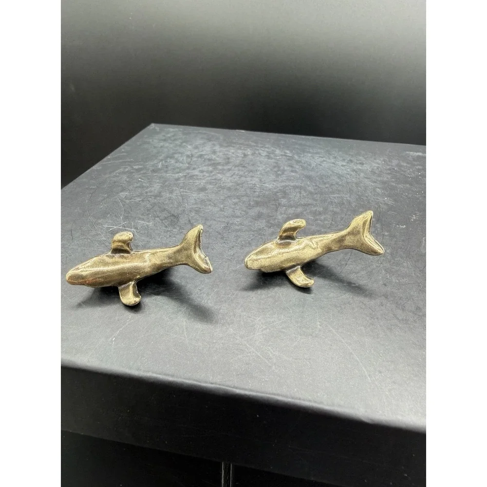 🐬✨ Mini Brass Set of 2 Dolphins Figurines Vintage Marine Life Collectibles 🌊💛
